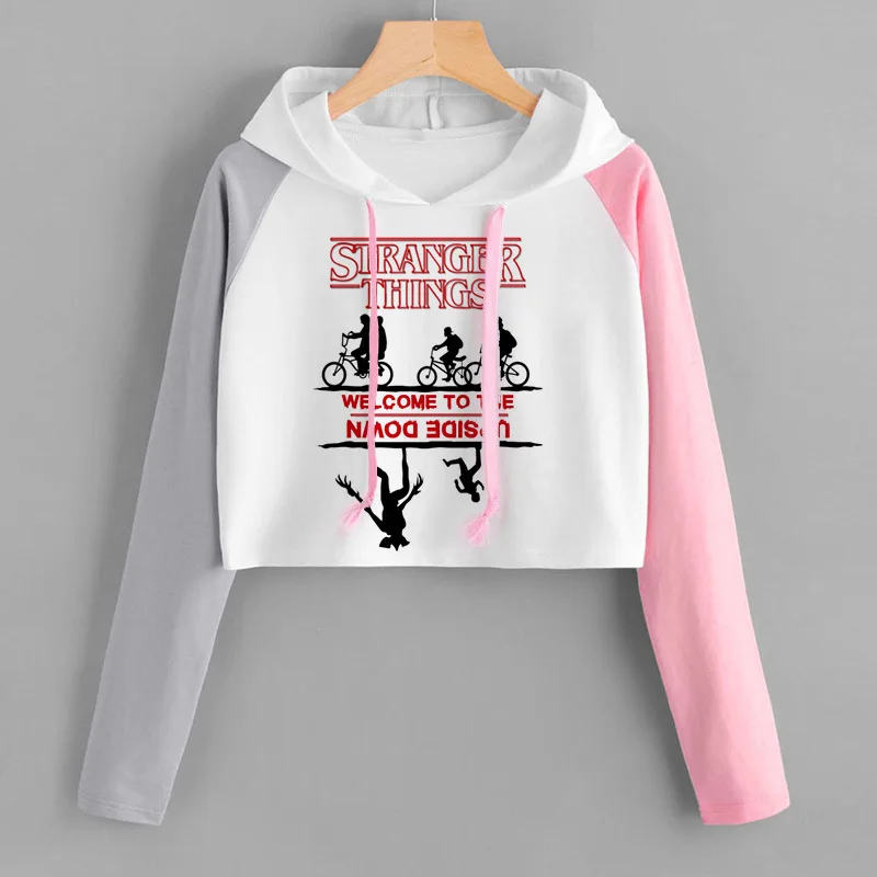 Dámská crop top mikina s kapucí - Stranger Things