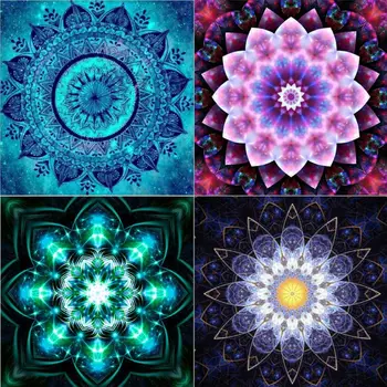

4 Pack 5D DIY Full Diamond Flower Embroidery Paintings Decorating Cabinet Table Stickers Rhinestone Home Decor