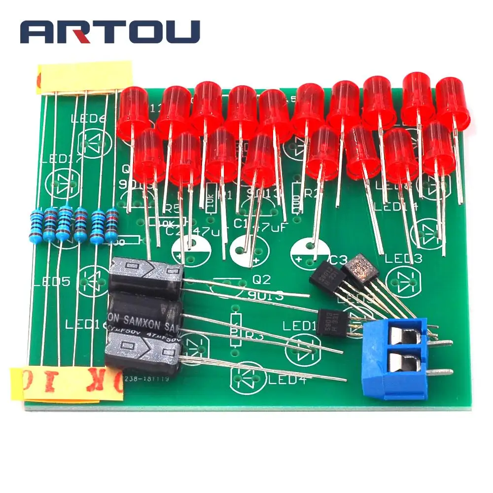 

DIY Kit Music Flash Light Kits 18 LEDs Heart-Shaped Red Green Dual-Color Flashing Happy Birthday Music Gift Electronic Fun Parts