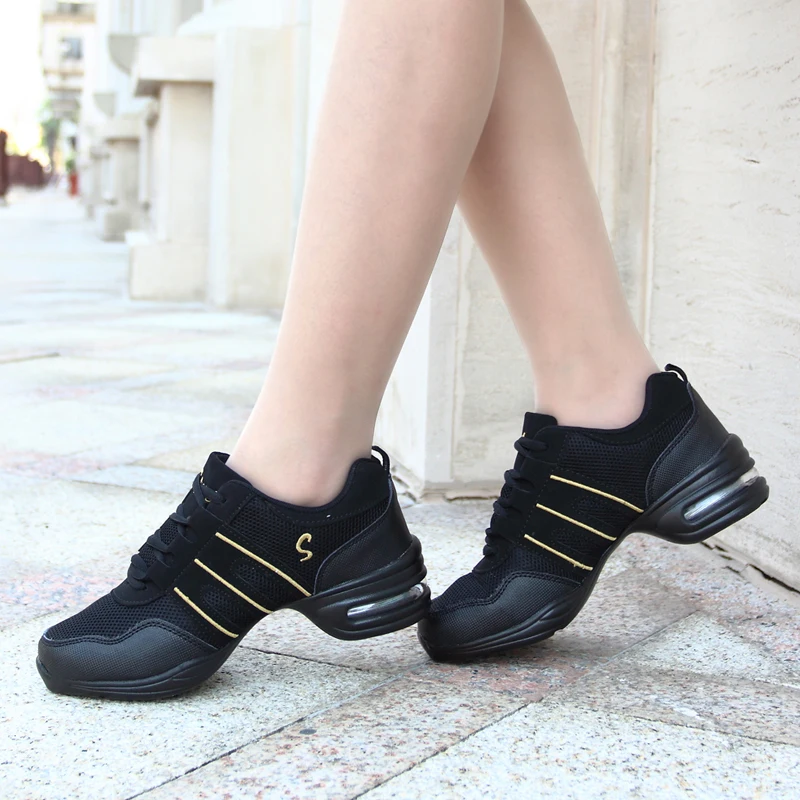 Танцевальная обувь для женщин, спортивные современные танцевальные джазовые туфли, мягкая подошва, дышащие танцевальные туфли, женские вальсы, кроссовки, размеры 28-44