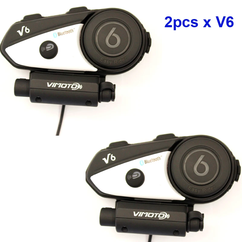 

Vimoto English Version Easy Rider 2PCS V6 Multi-functional 2Way Radio BT Interphone Motorcycle Helmet Bluetooth Intercom Headset