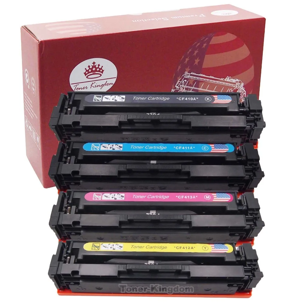 

TONER KINGDOM 4pcs CF410A CF411A CF412A CF413A Toner Cartridge For HP Color LaserJet Pro MFP M477fnw M477fdn M477fdw