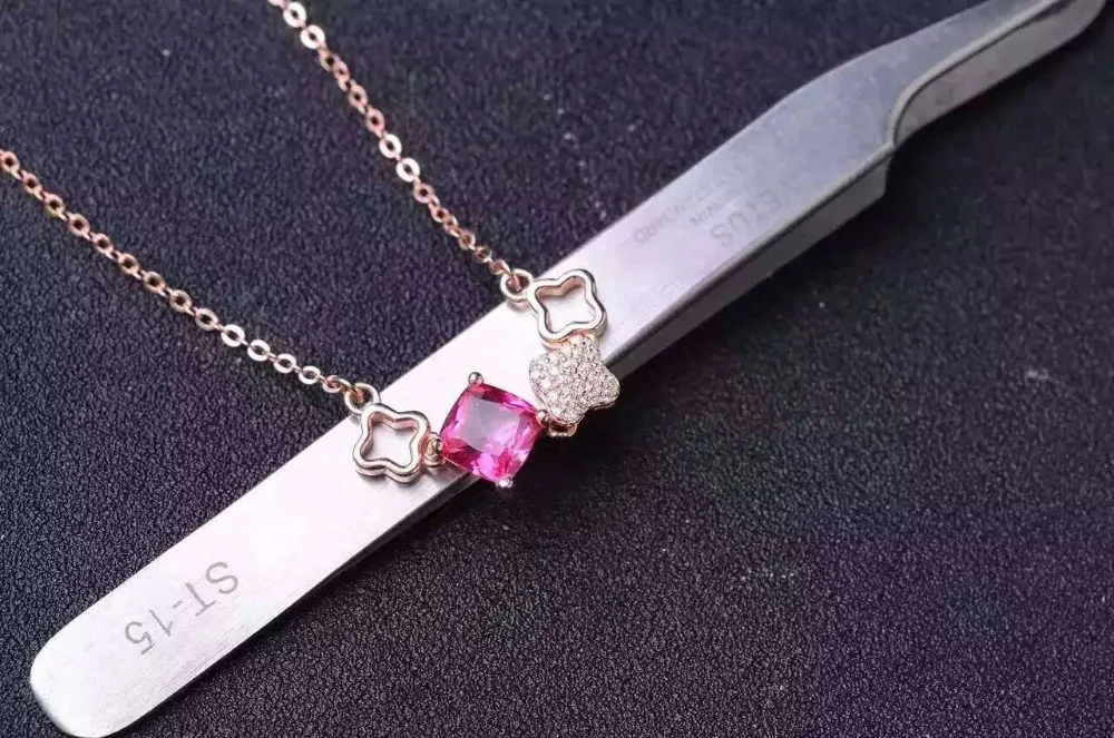 

Natural pink topaz Necklace natural yellow crystal Pendant Necklace for Girls Ladies Elegant Fashion stars party fine Jewelry