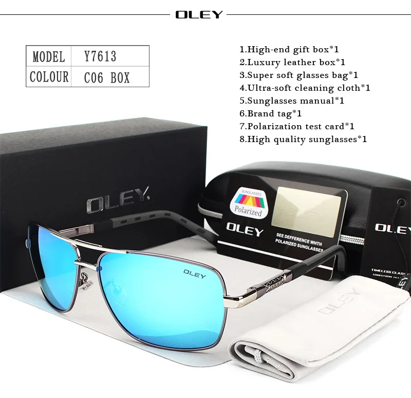 OLEY брендовые классические мужские алюминиевые солнцезащитные очки поляризованные женские для мужчин Oculos de sol - Цвет линз: Y7613 C6 Gun Blue