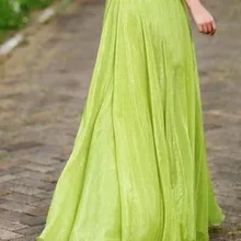 Модная женская летняя двухслойная шифоновая плиссированная Длинная с эластичной резинкой на талии однотонная Повседневная Свободная пляжная длинная юбка для вечерние