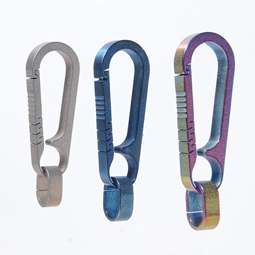

High Strength Pure Titanium Spring Buckle TC4 Hang Car Key Chain Ring Holder Outdoor EDC Camping Hiking Tool J215