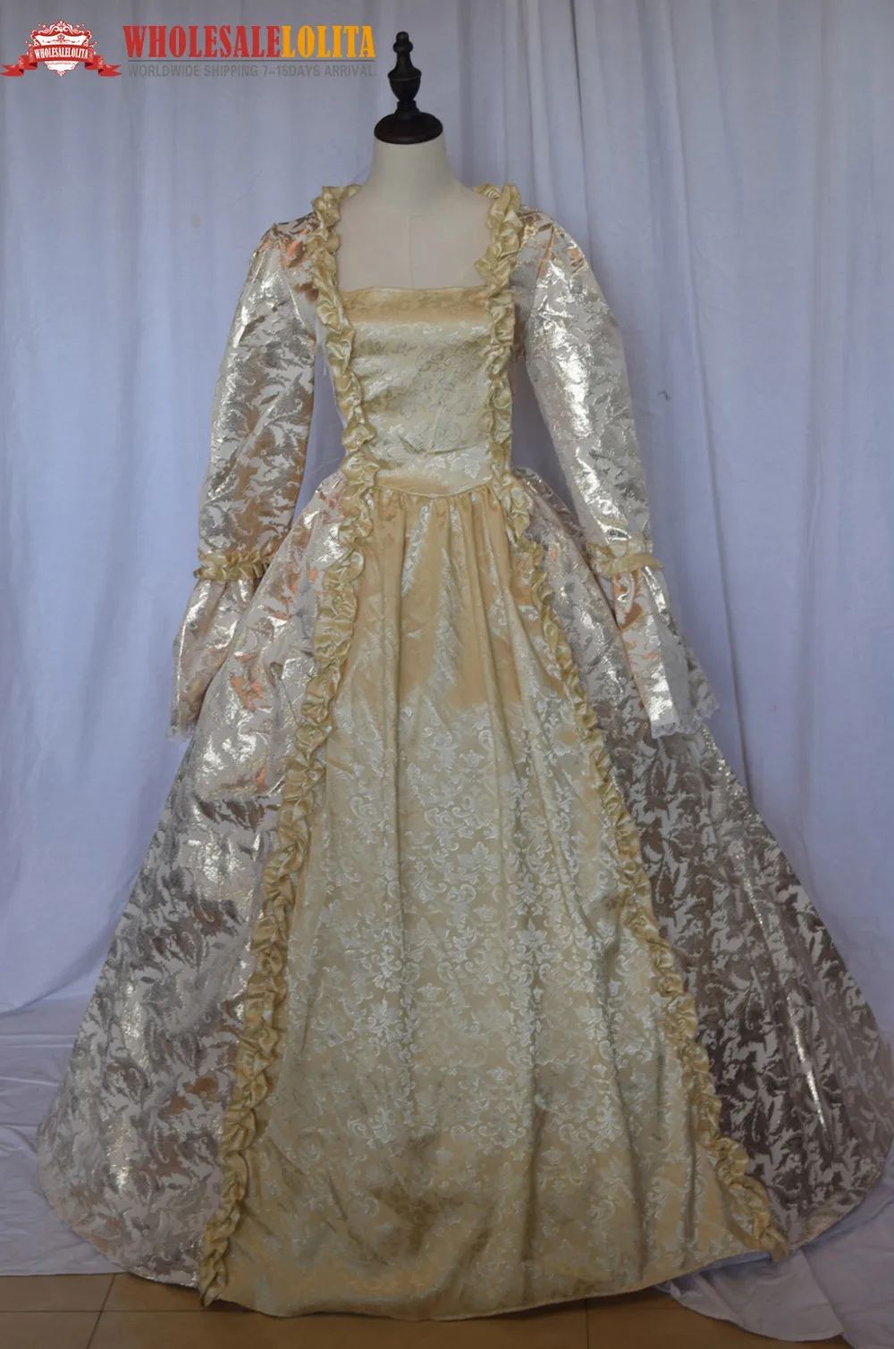 Элегантная одежда с длинным рукавом оборками готический викторианской платье грузинской период платье платья для Для женщин