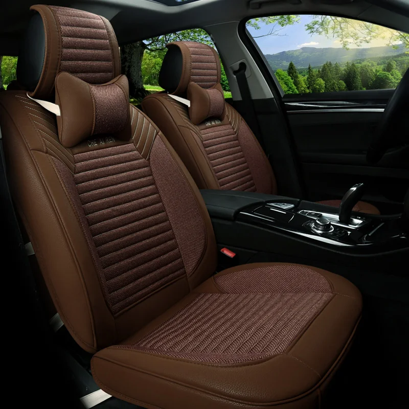 Linen Flax Leather Breath Seat Covers for BMW I Z Z4 Coupe Mini JCW I3