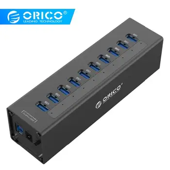 

ORICO Aluminum 10 Port USB3.0 HUB 5Gbps USB 3.0 HUB Splitter for laptop PC tablet Accessories with US/EU/UK Power Adapter Black