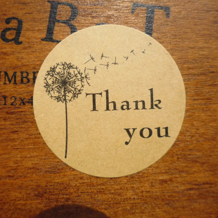 

120Pcs Dandelion Thank You Handmade Cake Scrapbooking Sealing Label Kraft Sticker Baking DIY Work Gift Box Circle Stickers M1188