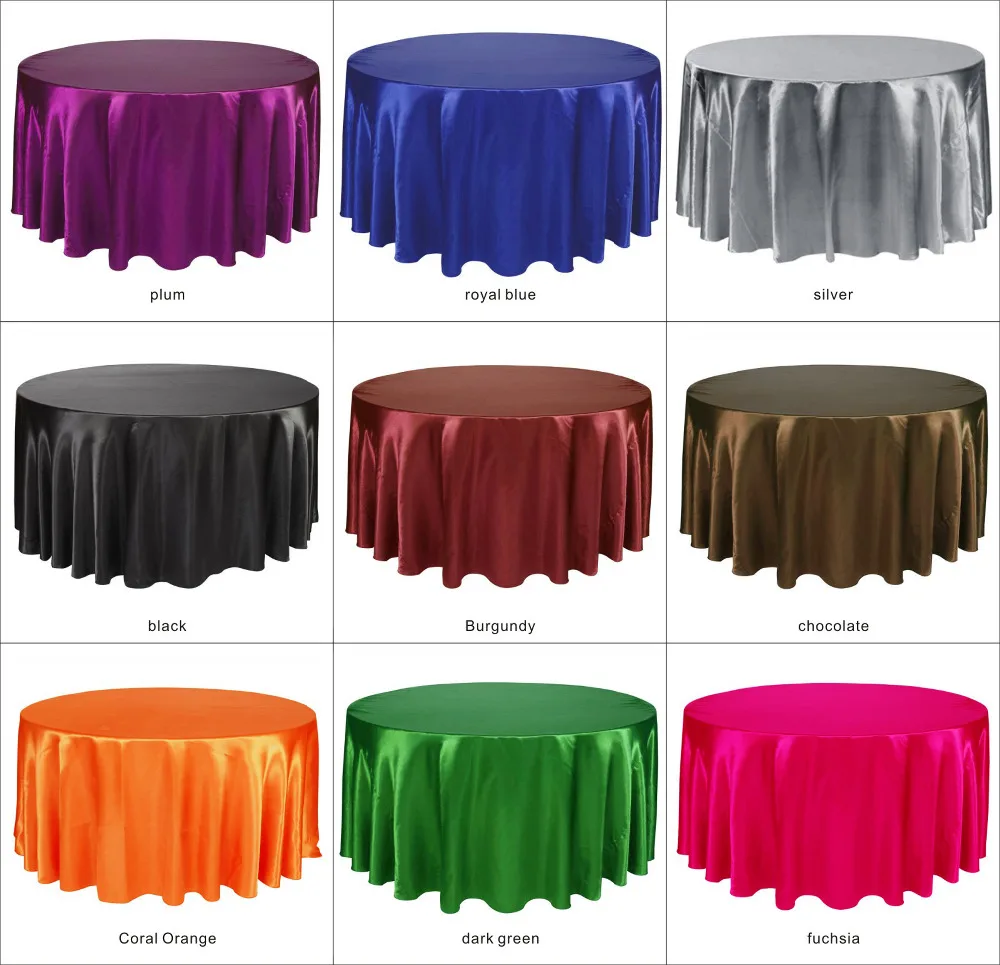  120 Inch Round Satin Tablecloths wedding birthday home party decoration Table Cover Restaurant Banq