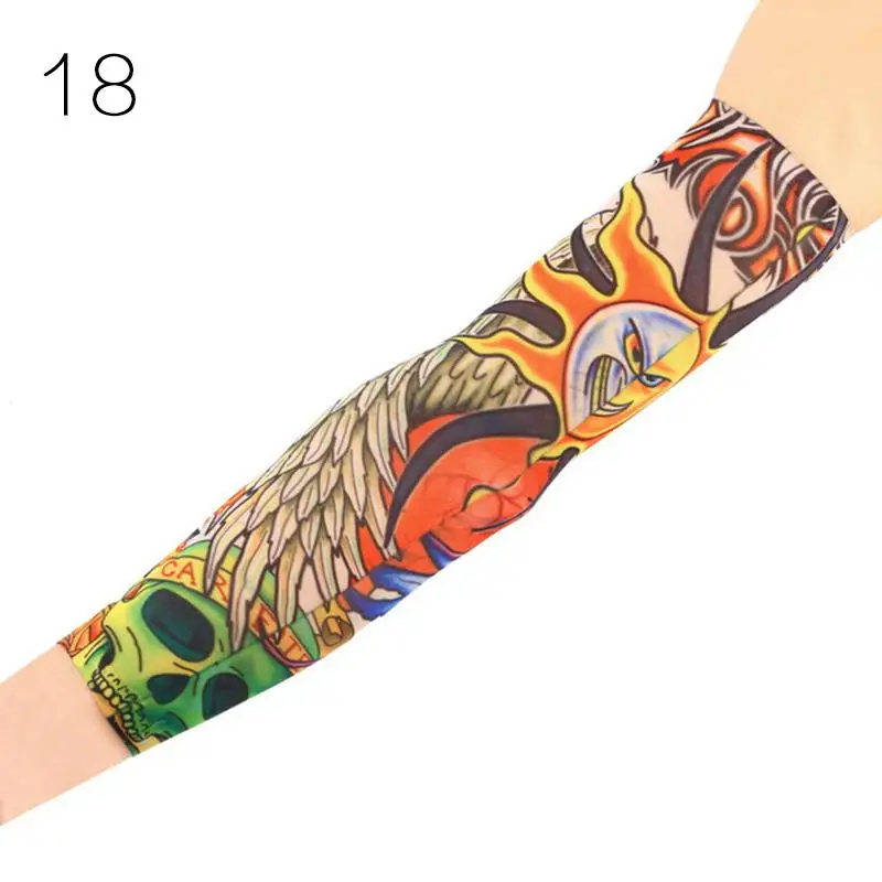 1 шт., нейлоновые эластичные накладные временные тату-рукава, дизайнерские, новые, для кожи, для тела, для рук, чулки, тату, крутые, для мужчин и женщин, для татуировки на руку - Цвет: Темно-синий