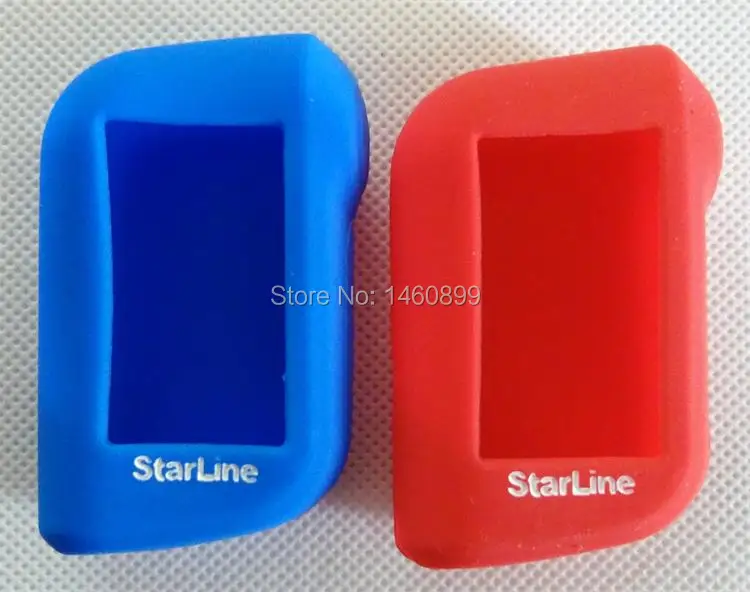 Blue/Red Silicone Case Plastic Cover for Starline A93/A63 2 way car alarm system LCD remote control keychain Key Fob Chain