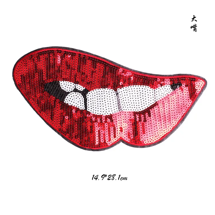 

Lip Letter Patch Iron On Kid Cheap Sequin Cute Cartoon Patches For Clothes Sticker Jacket Badges Applique