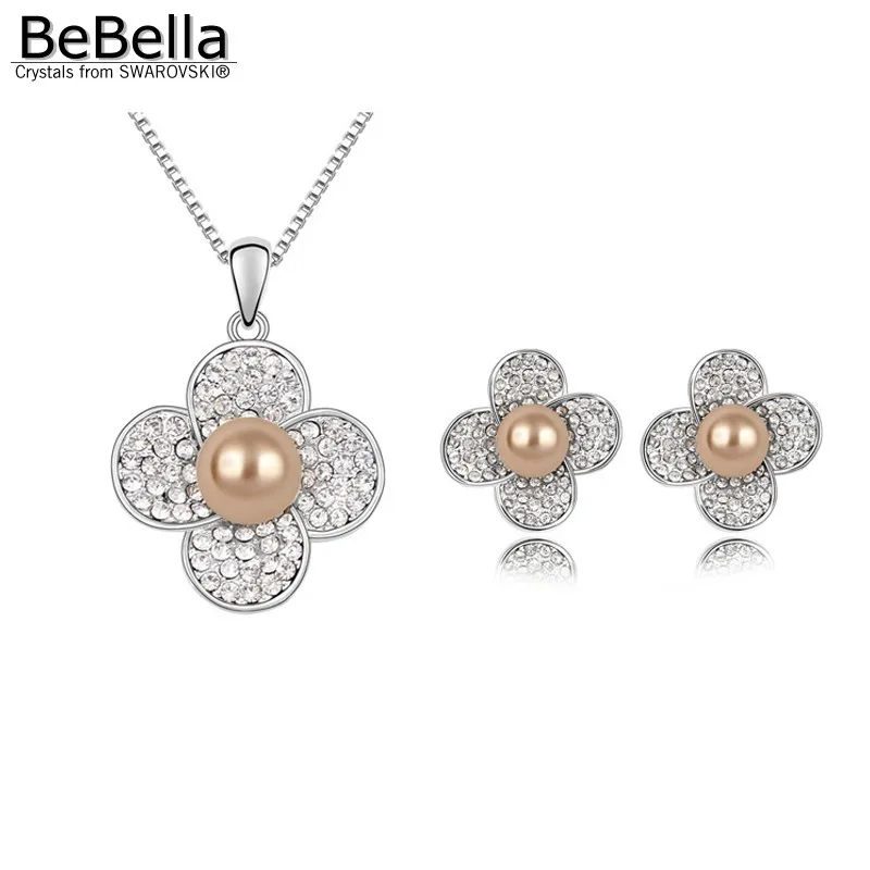 Комплект из жемчужного ожерелья с элементами Swarovski|necklace set|pearl necklace setnecklace pearl set |