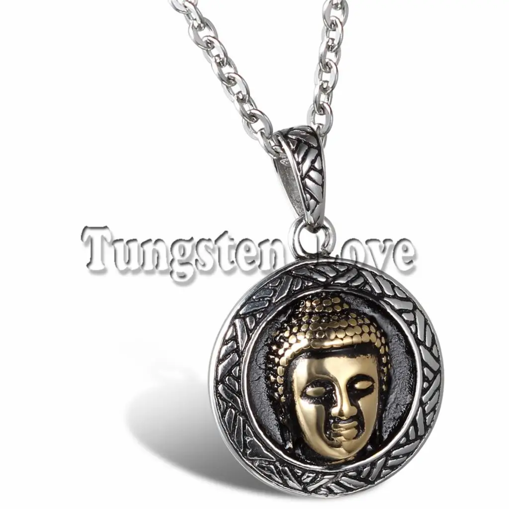 New Vintage Men Women Chinese Gold Buddha Pendant Necklace Personality ...