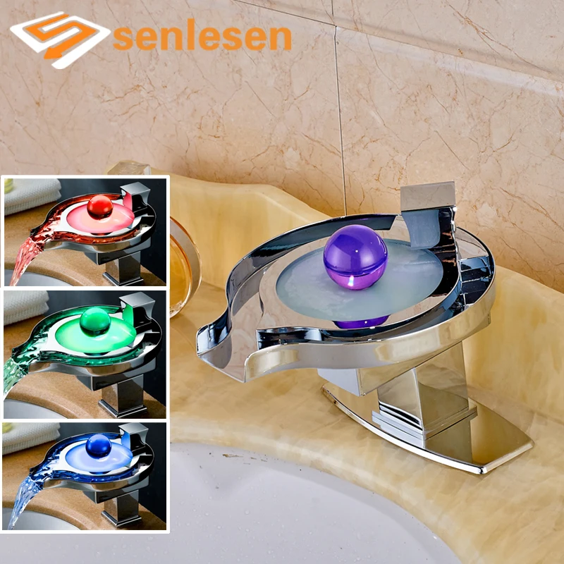 

Wholesale and Retail Chrome Finish Deck Mounted LED Light Changing with Hole Cover Plate
