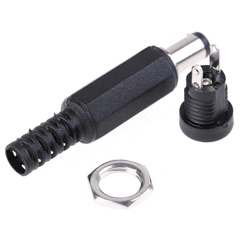 

1Pair Hot Sale Female Plug+Male Plug Jack Socket Adapter Dc Power Supply Panel Mount Connector Wholesale