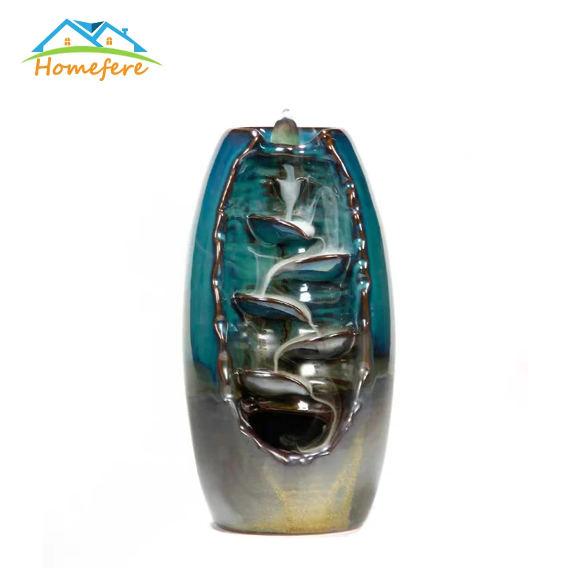 

Handicraft Waterfall Incense Burner With 10 Cones Ceramic Incense Holder Aromatic Home Office Incense Crafts Incense Holder