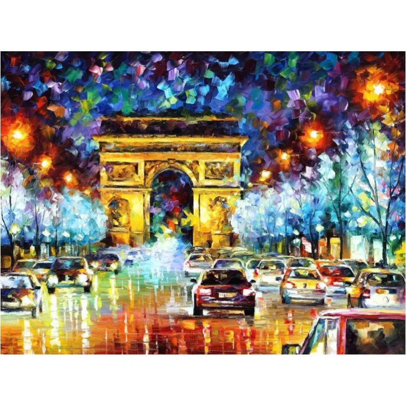 

Arc de Triomphe Street Hand Made Paint High Quality Canvas Beautiful Painting By Numbers Surprise Gift Great Accomplishment