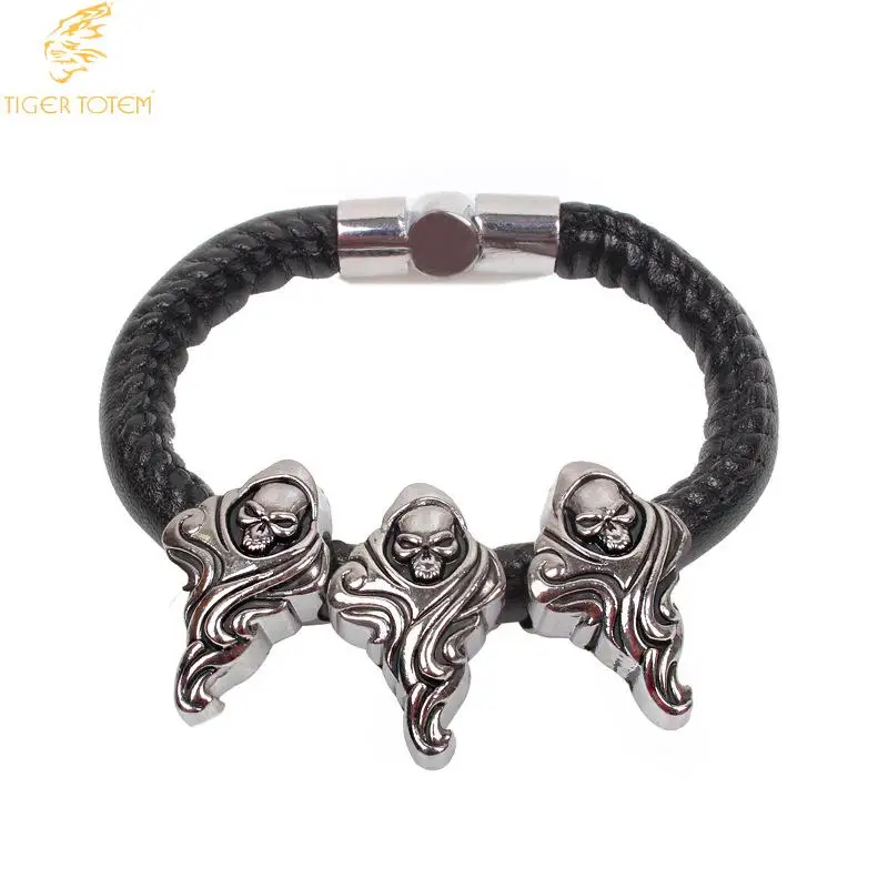 Tiger Totem Titanium Leather Braceletbangles For Men Leather