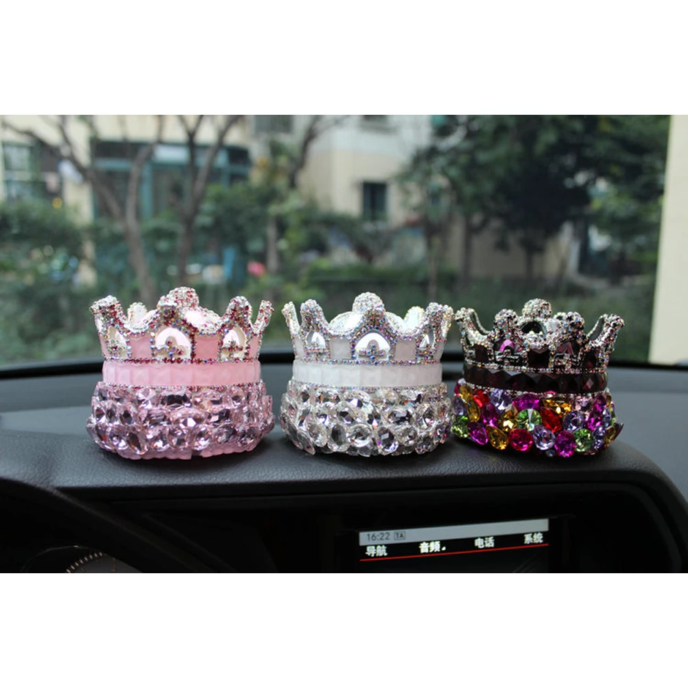 

Pink White Purple Crystal Crown Car Seat Bottle Perfume Air Freshener Car Perfume Diffuser