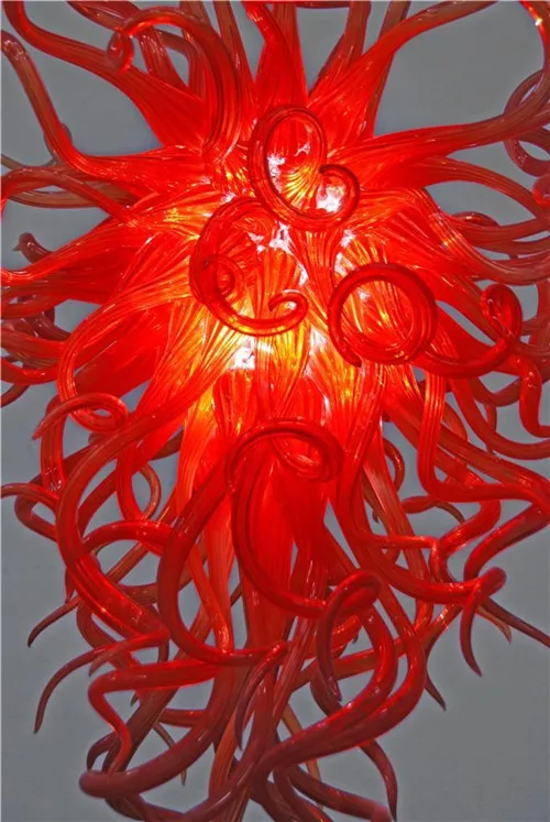 

Energy Saving Crystal Chandelier LED Well Design Hand Blown Glass Tiffany Style Red Elegant Modern Decoration Ceiling Chandelier