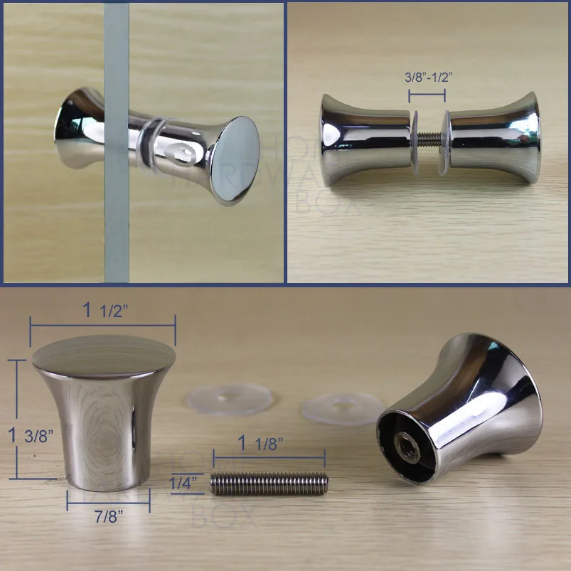 pair of chrome shower room door knob handle polished double sidein