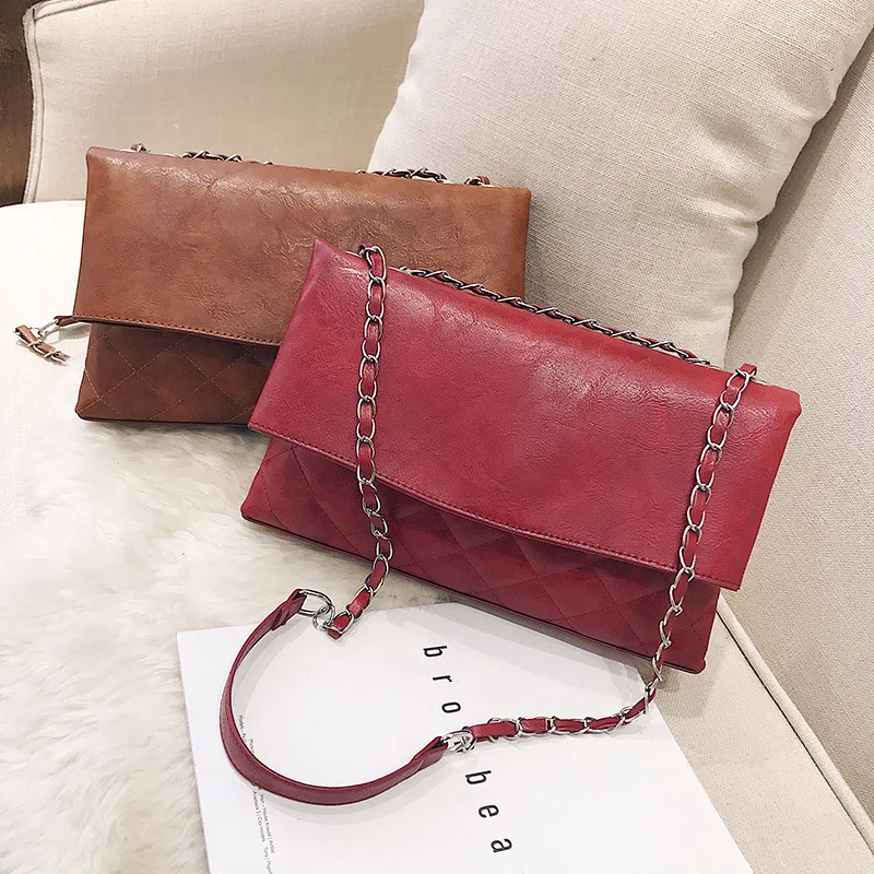 European and American fashion tide bag female shoulder bag simple wild Messenger bag Lingge small fragrance chain handbag 1 undefined