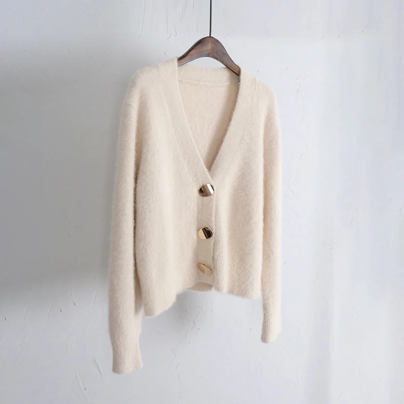 Solid Elegant Casual Sweater Cardigan Sweater Women V-Neck Winter Jumper Korean Button Oversized Cardigans Harajuku Cashmere New