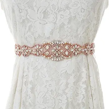 

Rose Gold Hand Beaded Wedding Belt Crystal Wedding Sash Rhinestones Bridal Belt For Wedding Decoration ZSS189RG