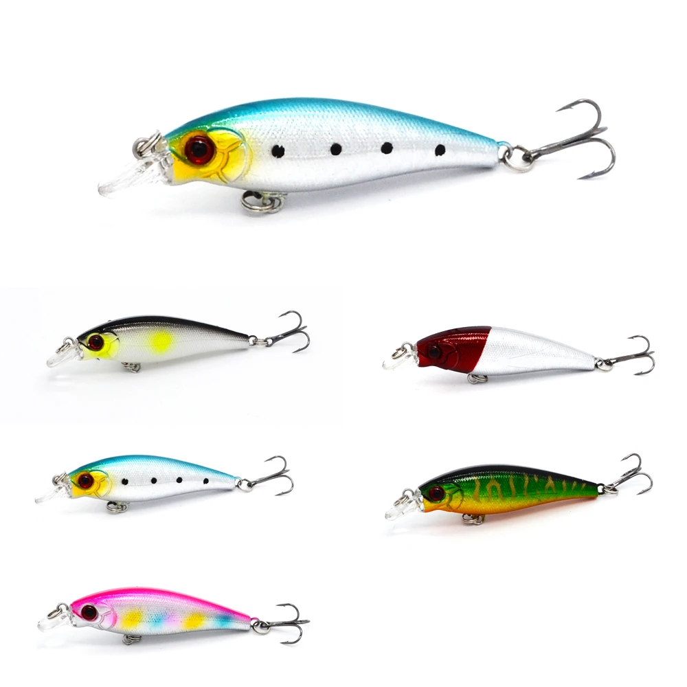 1Pcs 7.5cm 6.7g Laser Plastic Hard Bait Fishing Lure Minnow Pesca Fishing  Wobbler Tackle Isca Bait Crankbait Swimbait 3D Eyes