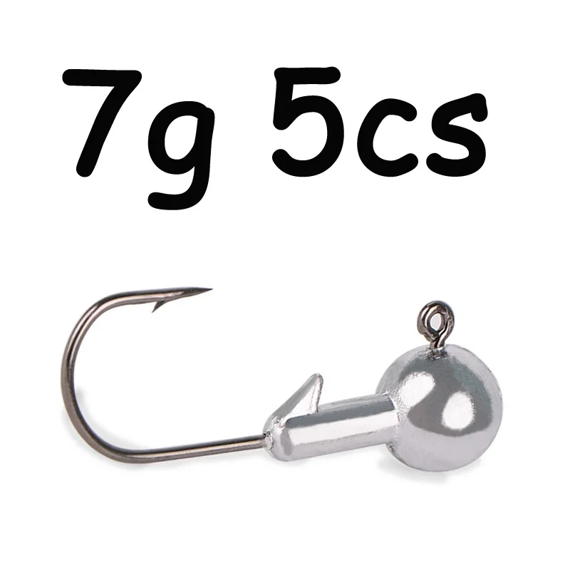 7g 5pcs Высококачественная свинцовая Мормышка из высокоуглеродистой стали, колючая приманка, Мягкая приманка для джиггинга, червячный крючок, Морская Рыбалка снасти 2 г 3,5 г 5 г 7 г 10 г 12 г 14 г 20 г 25 г 28 г - Цвет: 7g 5pcs