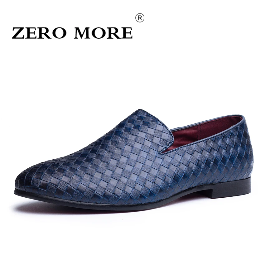 ZERO MORE Solid Mens Shoes Casual Luxury PU Drivings Weave Spring Men
