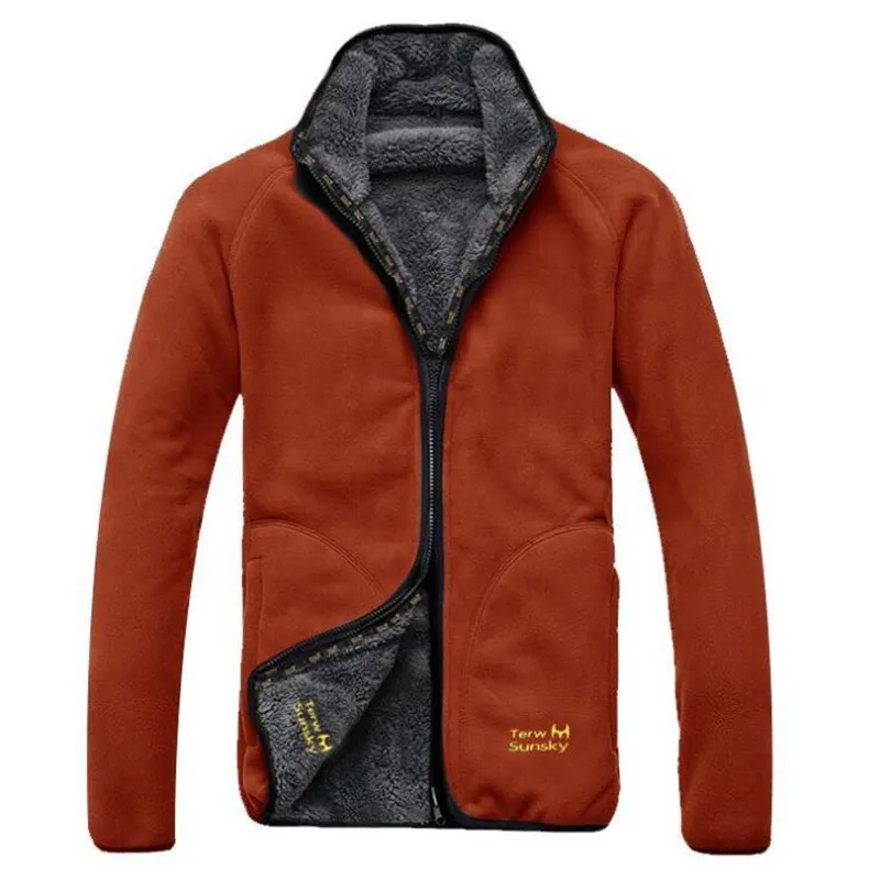 Outdoor winter men coat high quality double side wear fleece clothing