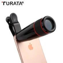 Turata 12X телескоп зум объектив мобильного телефона для смартфонов iPhone samsung универсальный зажим объектива камеры Telefon