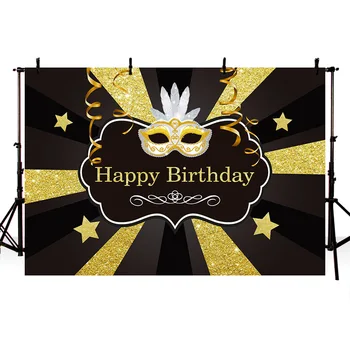 

Vinyl Photography Background boys Birthday Black Glitter Mask Children Fotografia Backgrounds Customized prop for Photo Studio