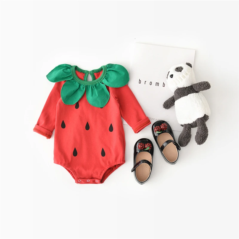 

lovely Summer spring Cute Newborn Infant Baby Girls Watermelon Rompers long Sleeve bebe Jumpsuit kids Clothing