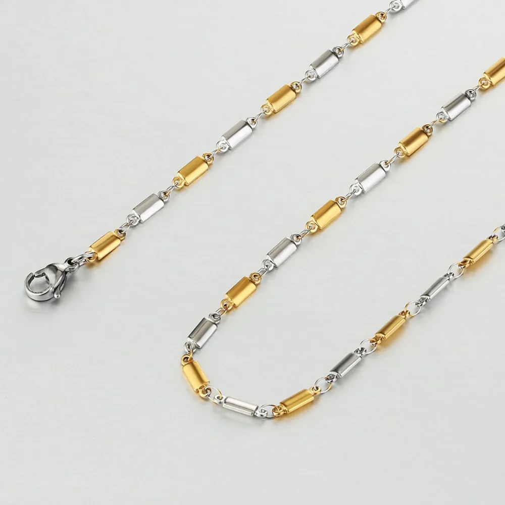 

2019 Fashion Birthday Gift Jewelry Slim Thin Flat Stick Link Chain Necklaces Women Girls Stainless Steel Short Neck Collare FN42