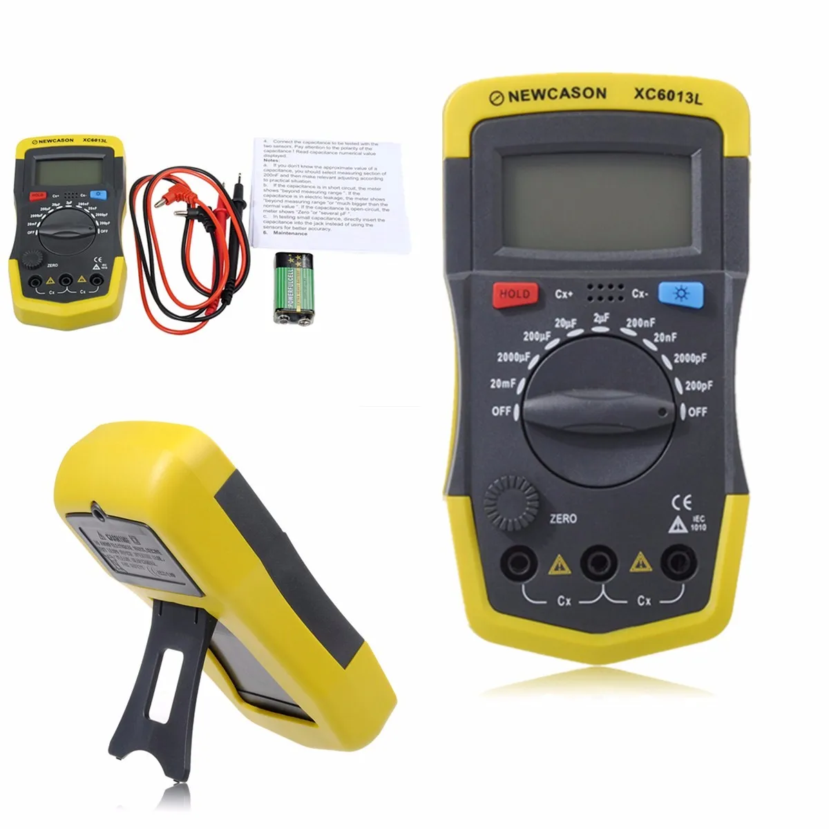

LCD Digital Capacitor Capacitance Meter Tester mF uF Circuit Gauge with Test Lead Line & Battery XC6013L