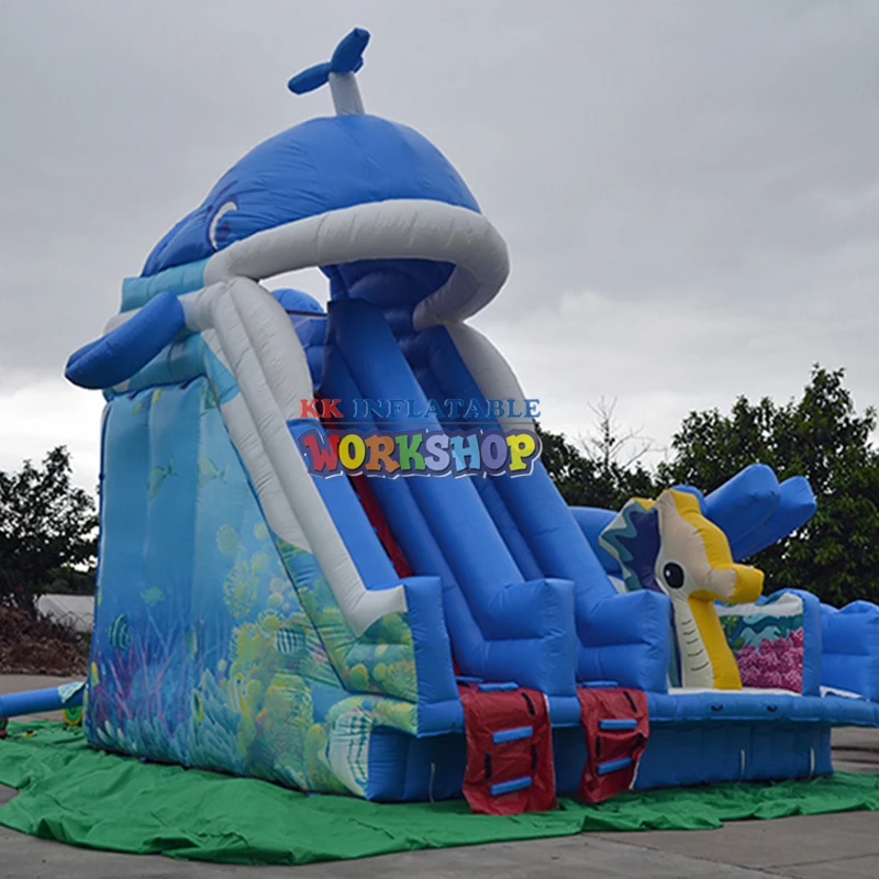 Whale baby inflatable water slide