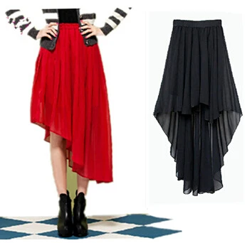 

2019 Summer Ms. Long irregular chiffon skirts,plus size women sexy skirts,Rainbow color party skirts