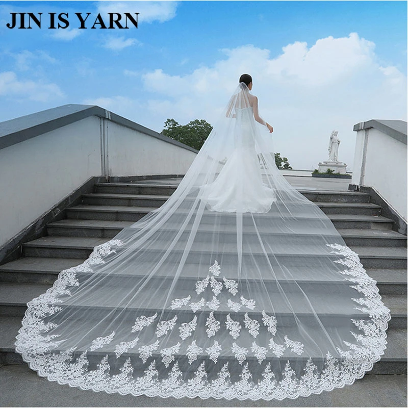 White/Ivory Long Wedding Veil Cathedral Bridal Veil Lace Edge Wedding Accessorie White/Ivory Long Wedding Veil Cathedral Bridal Veil Lace Edge Wedding Accessorie