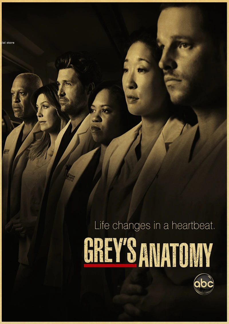 Greys Anatomy ТВ-шоу замечательный ретро постер винтажный Декор для спальни Наклейка на стену - Цвет: A054