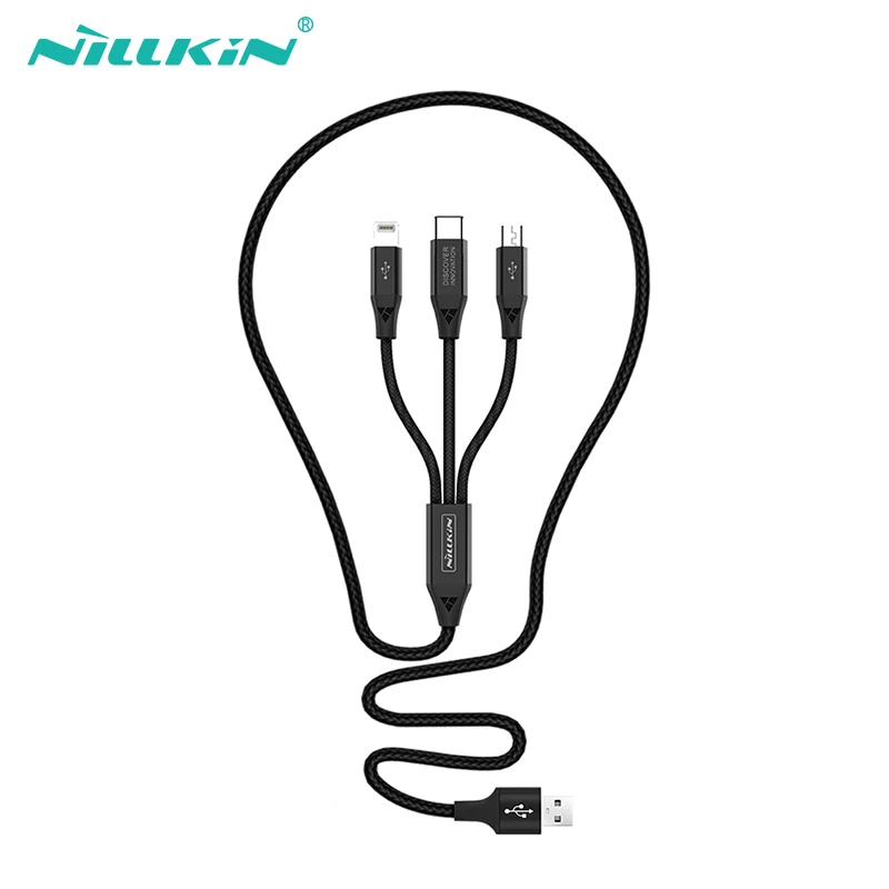 NILLKIN 3 في 1 كابل يو اس بي ل فون سامسونج Xiaomi هواوي الهاتف المحمول الكابلات مايكرو نوع C كابل بيانات USB كابل شحن سريع