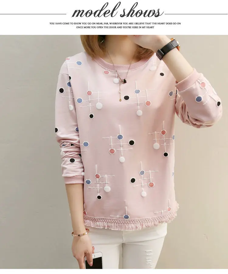 2019 Autumn Women Tops Tees Fashion Print Tshirt Femme T-shirt Ladies Long Sleeve Cotton T-shirts Bottom Tassel Poleras Mujer (9)
