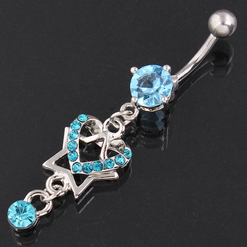 

High Quality Heart&Star dangle ring Belly Button Ring 14G belly bar Body Jewelry Navel Ring Piercing for Sexy Women