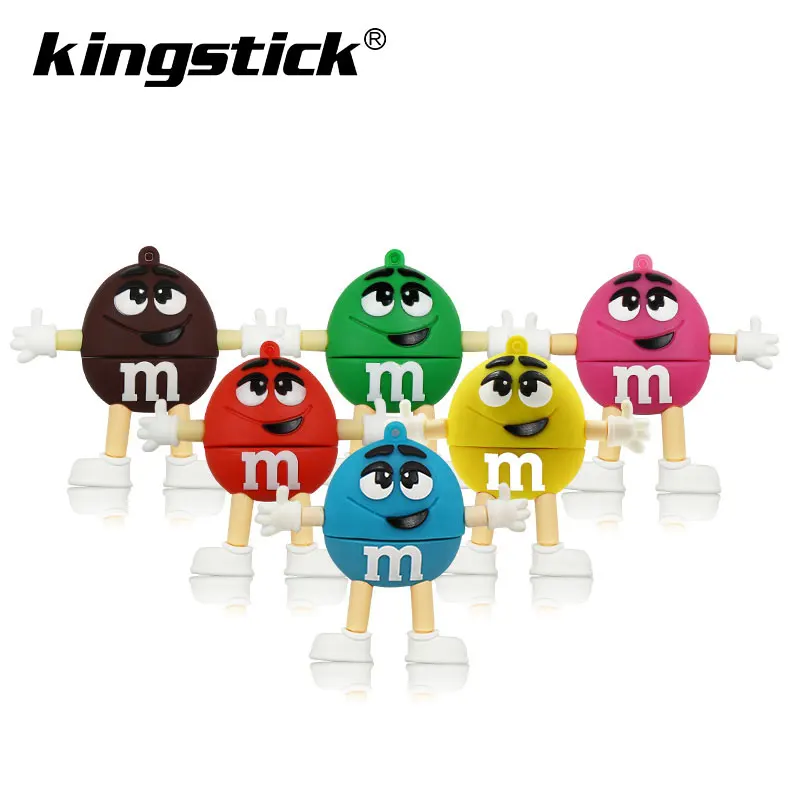 Chocolate M&M Pen Drive 32gb USB Flash Drive 4GB 8gb 16gb 64gb USB Stick 2.0 128gb Pendrive Cartoon U Disk Fun Gift Thumbdrives