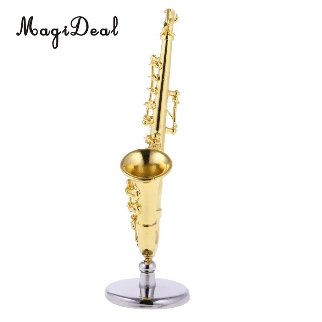 MagiDeal 1Pc Alloy Golden Miniature Saxophone for 1/12 Scale Dollhouse Bedroom Living Room Acce House Decor Child Kids Cute Toy