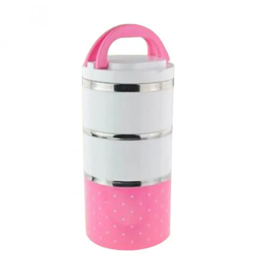 

Colorful Three-layer insulation boxes polka-dot mini student sealed lunch box portable leak-proof stainless steel lunch box